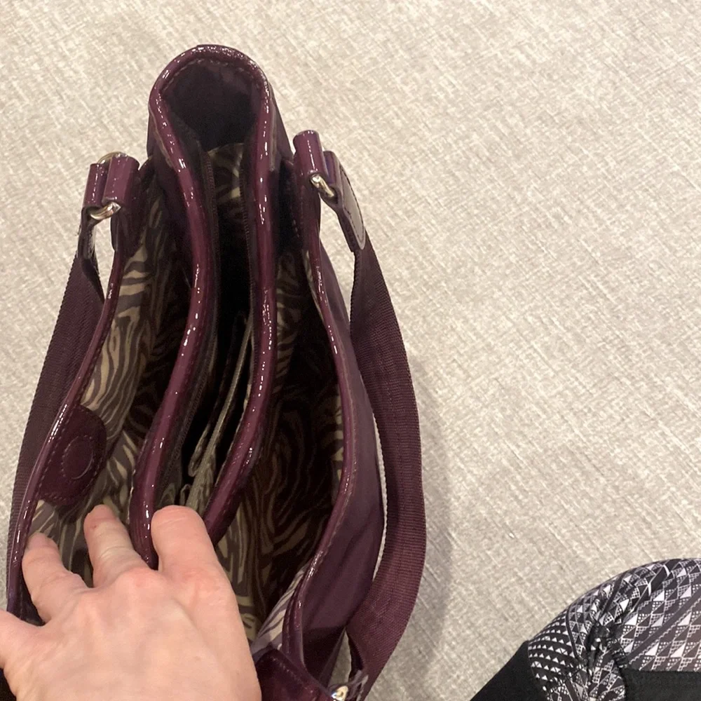 Brighton Campbell purple nylon silver studded shoulder bag. - Picture 6 of 11